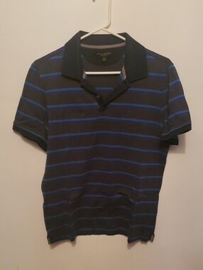 Banana Republic Men’s Dark Blue Polo with Royal Blue Stripes